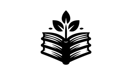 Book plant and wellness logo vector in black color