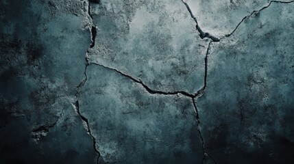 Industrial concrete wall showcasing a raw and weathered texture with prominent cracks and stains under ambient lighting conditions