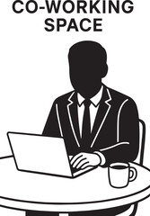 Anonymous Businessman Working on Laptop with Coffee