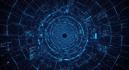 Obraz premium Abstract Blue Digital Tunnel Background