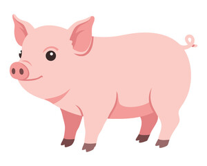Fototapeta premium Cute Little Pink Pig Character with a Friendly Expression and Playful Stance