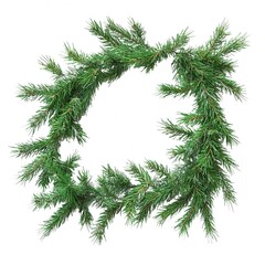 Christmas wreath evergreen decoration on white background