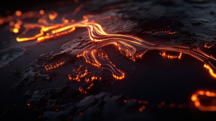 Inferno's,Flow,Detailed,Lava,Stream,Captures,Geothermal,Energy,Visualizing,Fiery,Magma,River,Surface,Impact,Dynamic,Terrain