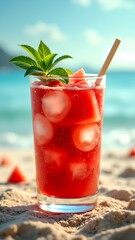Obraz premium glass of cocktail on the beach