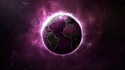 Obraz premium Glow Earth from Space with Aurora Effect Captivating Digital Rendering Showcasing the Planet's Beauty and Cosmic Surroundings