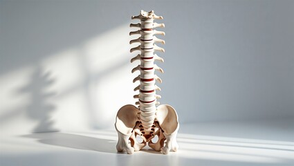 Photorealistic image of a spinal column in clean white studio lighting