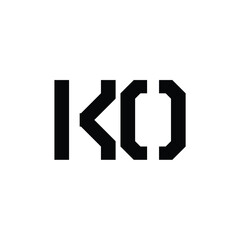 KO monogram logo design letter text name symbol monochrome logotype alphabet character simple logo