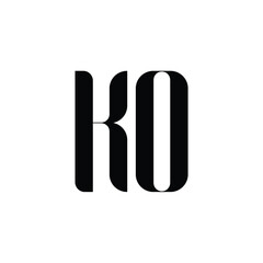 KO monogram logo design letter text name symbol monochrome logotype alphabet character simple logo