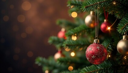 Sparkling star ornaments adorn a festive Christmas tree , fir, stars, magical