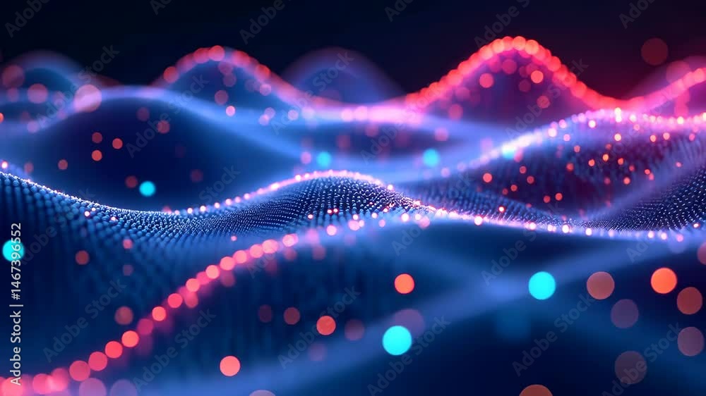 Poster wavy particle flow a dynamic visualization of light and movement