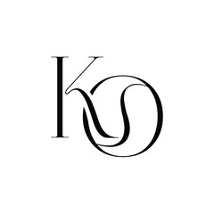 KO monogram logo design letter text name symbol monochrome logotype alphabet character simple logo
