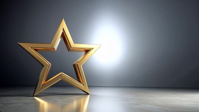 3d golden star figure on a podium with a dark background