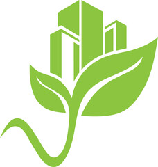 Eco-Friendly Green Buildings and Sustainable Architecture Logo