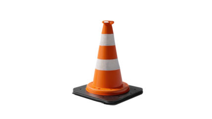 Safety Cone: A solitary, vividly-colored traffic cone, rendered in sharp detail, stands as a symbol of caution, marking boundaries and directing pathways for both pedestrians and vehicles.