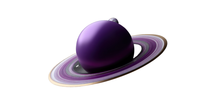 Celestial Majesty: An elegant depiction of a celestial body, showcasing its prominent ring system and vibrant hues against a blank expanse, igniting curiosity