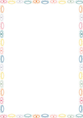 Mystic eye frame. Colorful childish template. Vector celestial prediction eye on white background border