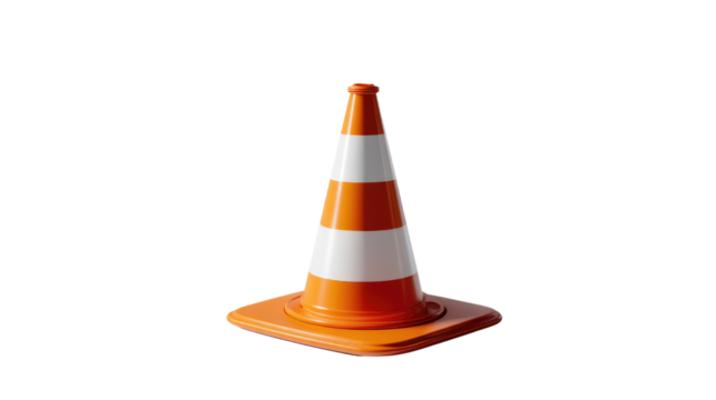 Traffic Cone: A vibrant and clear depiction of a classic traffic cone, standing solitary in a pristine setting. Emphasizing safety and direction.