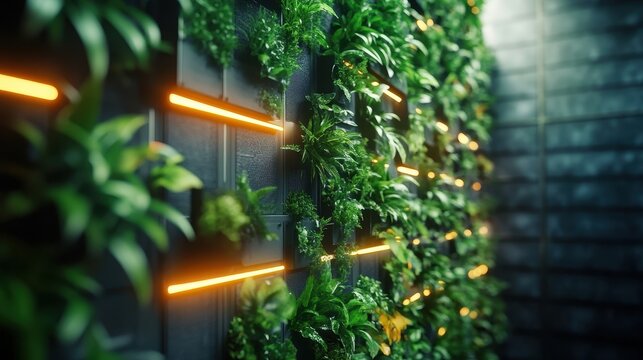 Innovative vertical garden wall merges smart technology with sustainable living, enhancing modern home aesthetics and ambiance