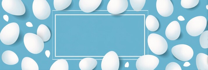 Light Blue Background With Egg Silhouettes Creates a Cheerful Setting for Various Creative Projects or Seasonal Promotions Generative AI