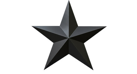 Isolated Glossy Black Star Shape with Faceted Surface