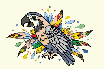 Parrot head designs on clean background. Macaw. Birds. Wildlife Animals.
