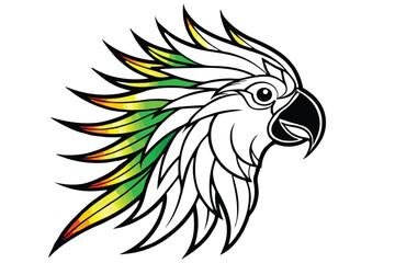 Parrot head designs on clean background. Macaw. Birds. Wildlife Animals.