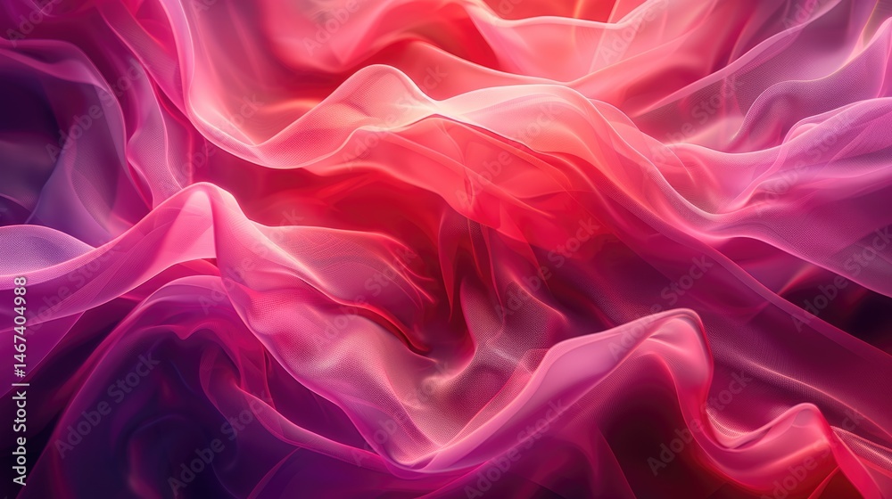 Poster abstract pink and purple flowing fabric with sparkles. background image of pink and red fabric textu