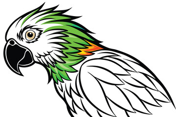 Parrot head designs on clean background. Macaw. Birds. Wildlife Animals.