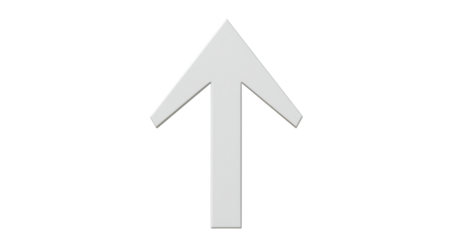 Isolated Shiny Silver Arrow Pointing Upwards with Reflective Surface