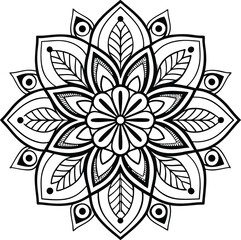 Mandala illustration art for coloring book page