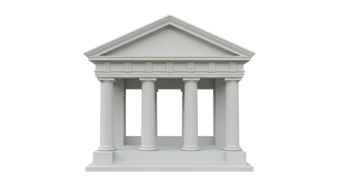 Isolated Building with Columns and Greco-Roman Architecture