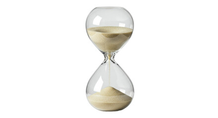 Isolated Glass Hourglass with Flowing Sand