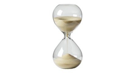 Isolated Glass Hourglass with Flowing Sand