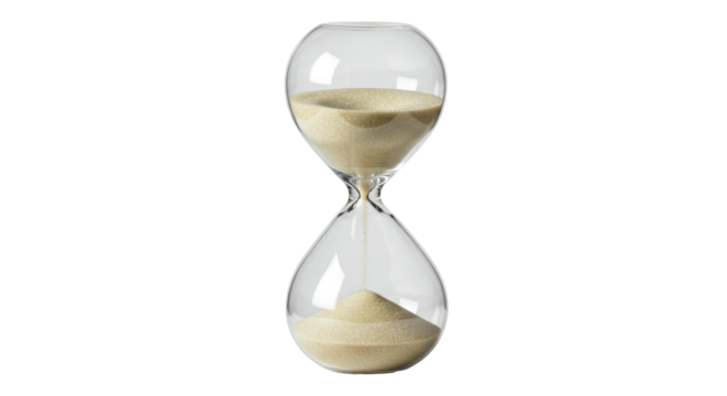 Isolated Glass Hourglass with Flowing Sand