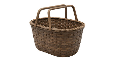 Isolated Woven Brown Picnic Basket