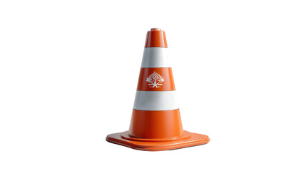 Orange Traffic Cone: A close-up shot of a bright orange traffic cone with reflective white stripes. The cone is a standard safety device commonly used in construction, roadworks, and parking areas.