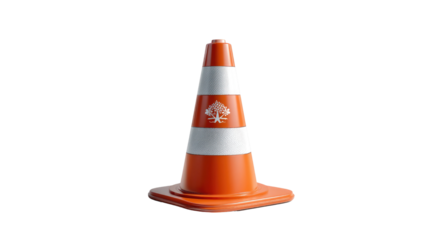Orange Traffic Cone: A close-up shot of a bright orange traffic cone with reflective white stripes. The cone is a standard safety device commonly used in construction, roadworks, and parking areas.