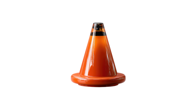 Orange Traffic Cone: A classic orange traffic cone stands on its own. It's a common sight on roads and construction sites, designed to keep drivers safe.