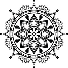 Mandala illustration art for coloring book page