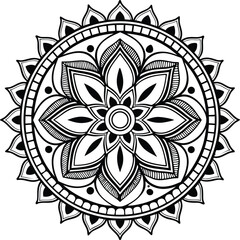 Mandala illustration art for coloring book page