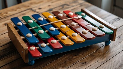 Photorealistic image of a musical xylophone toy isolated on white