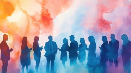 Business people gathering outdoors