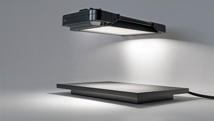 Photorealistic image of a motion-activated nightstand lamp in a clean isolated environment