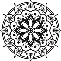 Mandala illustration art for coloring book page