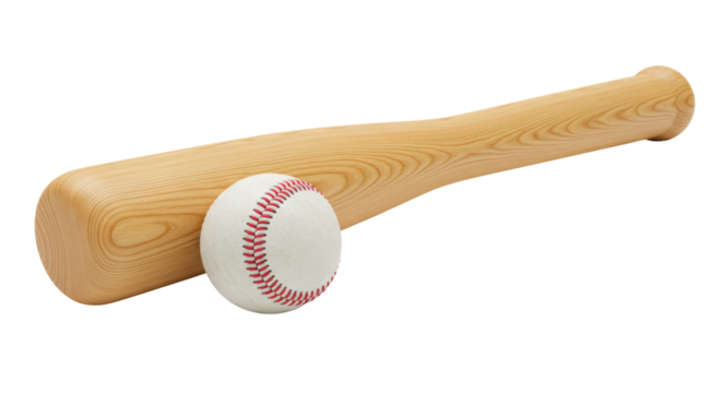 Isolated Baseball Bat and Ball Sport Equipment