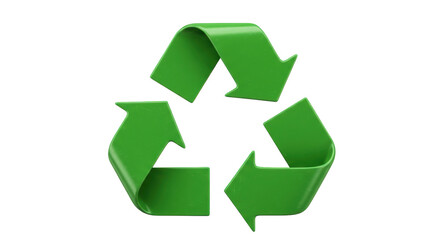 Isolated Green Recycling Symbol in 3D