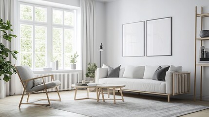 Contemporary living room bathed in natural light with minimalist design