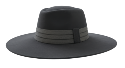 Isolated Wide Brimmed Black Fedora Hat
