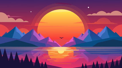 sunset over the mountains