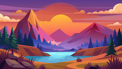sunset in the mountains